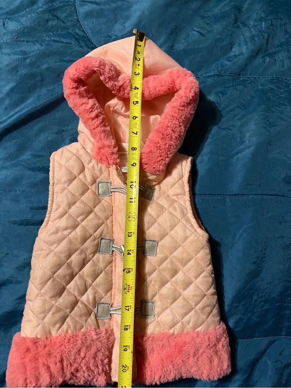 Girls' 2T Pink Quilted Hooded Vest with Faux Fur Trim by Little Lass